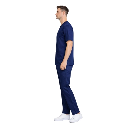 Komplet medyczny elastyczny męski granatowy roz. 3XL – komplet medyczny – strój medyczny - inne ujęcie Komplet medyczny elastyczny męski granatowy roz. 3XL – komplet medyczny – strój medyczny - inne ujęcie